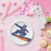 Snowboarder-Silhouette - Wählen Sie Hintergrundfar Pappteller (Party)