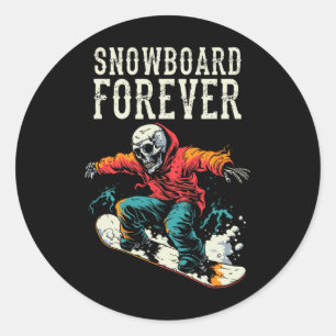 Snowboarder Skelett - Wintersport Snowboarden Runder Aufkleber
