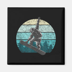 Snowboarder Ski Vintage Sonnenuntergang Berge lieb Magnet