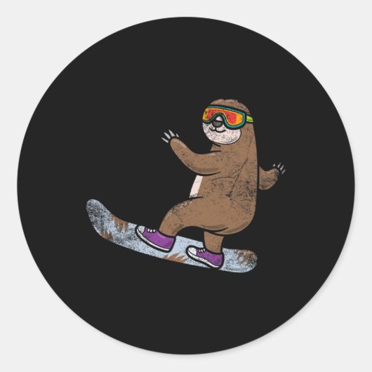Snowboarder Sloth Lover Snowboarden Snow Winter S Runder Aufkleber (Vorderseite)
