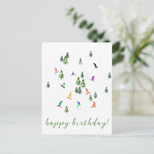 Snowboarder Snowboarden Illustration Geburtstag Postkarte (Stehend Vorderseite)