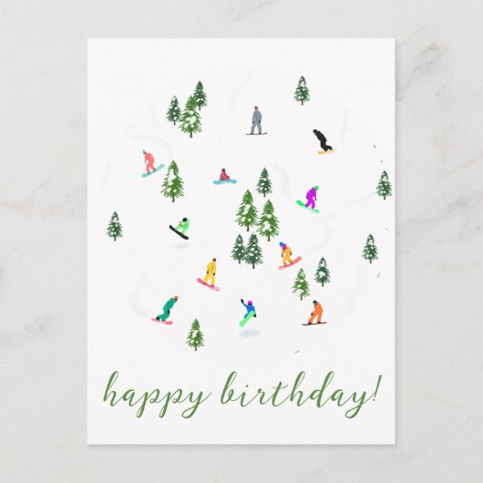 Snowboarder Snowboarden Illustration Geburtstag Postkarte (Vorderseite)