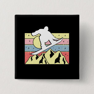 Snowboarder Snowboarder Snowboard Retro Button
