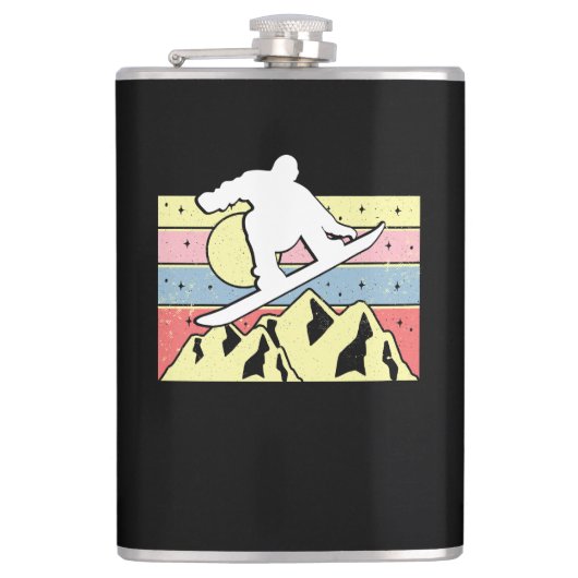 Snowboarder Snowboarder Snowboard Retro Flachmann (Vorderseite)