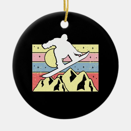 Snowboarder Snowboarder Snowboard Retro Keramik Ornament (Vorne)