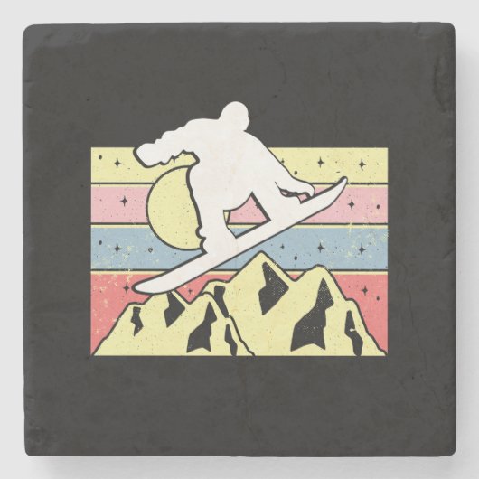 Snowboarder Snowboarder Snowboard Retro Steinuntersetzer (Vorderseite)