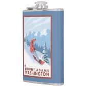 Snowboarder-Szene - Berg Adams, Washington Flachmann (Links)