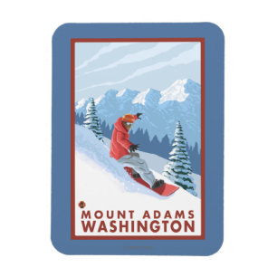 Snowboarder-Szene - Berg Adams, Washington Magnet