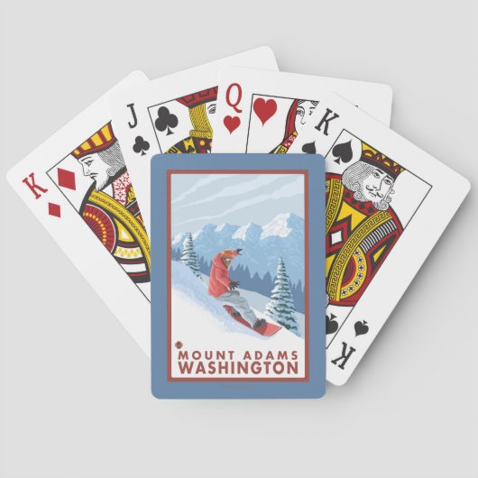 Snowboarder-Szene - Berg Adams, Washington Spielkarten (Rückseite)
