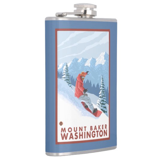 Snowboarder-Szene - Berg-Bäcker, Washington Flachmann (Rechts)