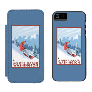 Snowboarder-Szene - Berg-Bäcker, Washington Incipio Watson™ iPhone 5 Geldbörsen Hülle