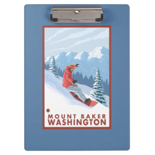 Snowboarder-Szene - Berg-Bäcker, Washington Klemmbrett