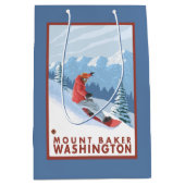 Snowboarder-Szene - Berg-Bäcker, Washington Mittlere Geschenktüte (Vorderseite)