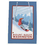 Snowboarder-Szene - Berg-Bäcker, Washington Mittlere Geschenktüte (Rückseite)