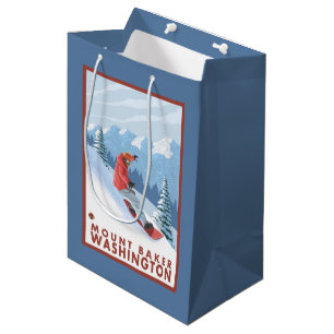 Snowboarder-Szene - Berg-Bäcker, Washington Mittlere Geschenktüte