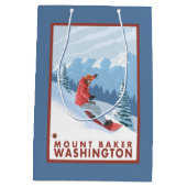 Snowboarder-Szene - Berg-Bäcker, Washington Mittlere Geschenktüte (Rückseite)