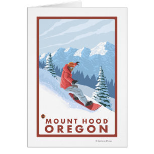 Snowboarder-Szene - Berg-Haube, Oregon