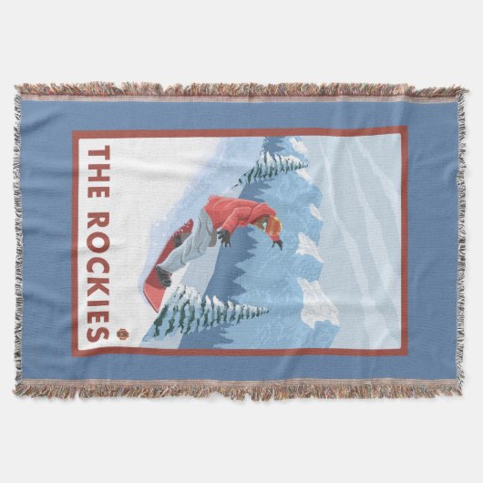 Snowboarder-Szene - die Rockies Decke (Vorderseite)