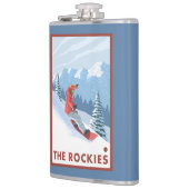 Snowboarder-Szene - die Rockies Flachmann (Links)