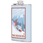 Snowboarder-Szene - die Rockies Flachmann (Links)