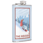 Snowboarder-Szene - die Rockies Flachmann (Rechts)