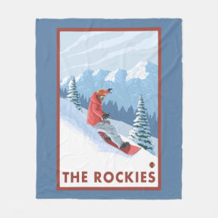 Snowboarder-Szene - die Rockies Fleecedecke