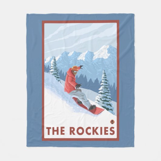 Snowboarder-Szene - die Rockies Fleecedecke (Vorderseite)