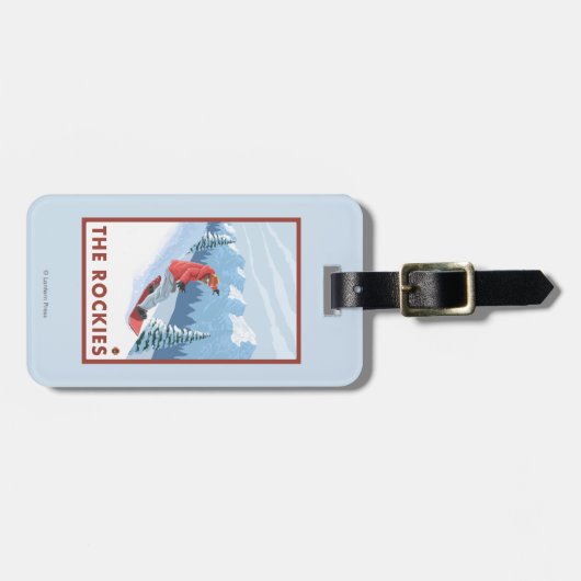 Snowboarder-Szene - die Rockies Gepäckanhänger (Vorderseite horizontal)