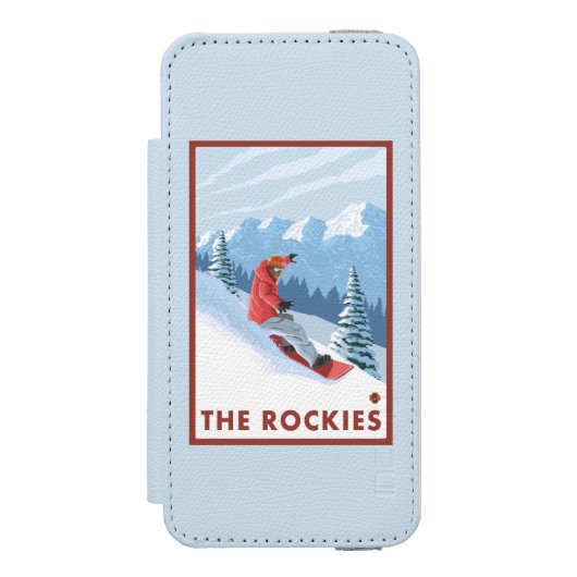 Snowboarder-Szene - die Rockies Incipio iPhone Geldbeutel-Hülle (Folio Vorderseite)