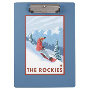 Snowboarder-Szene - die Rockies Klemmbrett