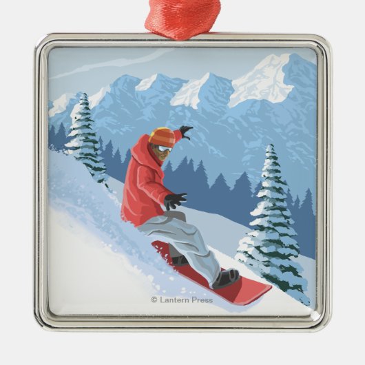 Snowboarder-Szene - die Rockies Ornament Aus Metall (Vorne)