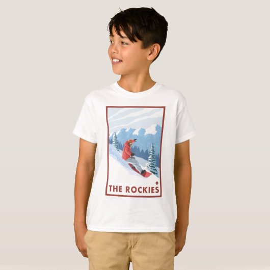 Snowboarder-Szene - die Rockies T-Shirt (Vorne ganz)