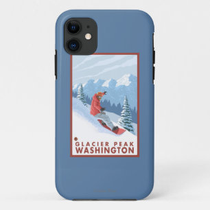 Snowboarder-Szene - Gletscher-Spitze, Washington Case-Mate iPhone Hülle