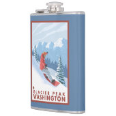 Snowboarder-Szene - Gletscher-Spitze, Washington Flachmann (Links)