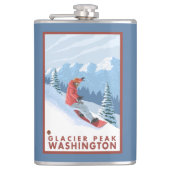 Snowboarder-Szene - Gletscher-Spitze, Washington Flachmann (Vorderseite)