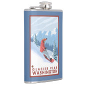 Snowboarder-Szene - Gletscher-Spitze, Washington Flachmann (Rechts)