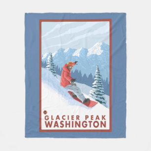 Snowboarder-Szene - Gletscher-Spitze, Washington Fleecedecke