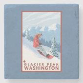 Snowboarder-Szene - Gletscher-Spitze, Washington Steinuntersetzer (Vorderseite)