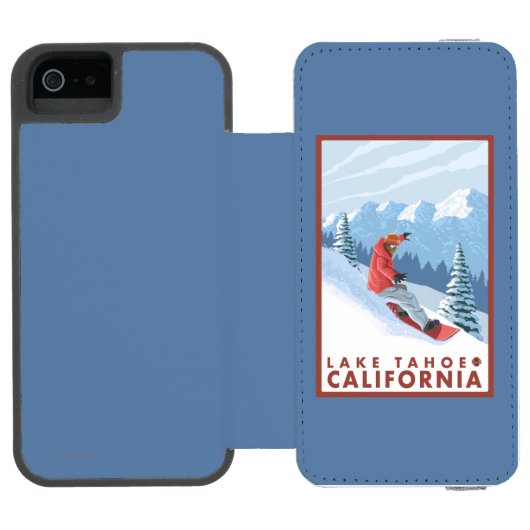 Snowboarder-Szene - Lake Tahoe, Kalifornien Incipio iPhone Geldbeutel-Hülle (Folio Geöffnet)