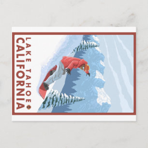 Snowboarder Szene - Lake Tahoe, Kalifornien Postkarte