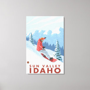 Snowboarder-Szene - Sun Valley, Idaho Leinwanddruck
