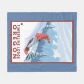 Snowboarder-Szene - Timberline-Häuschen, Oregon Fleecedecke (Vorderseite (Horizontal))