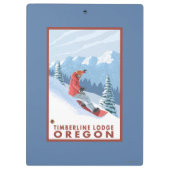 Snowboarder-Szene - Timberline-Häuschen, Oregon Klemmbrett (Rückseite)