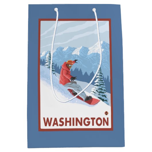 Snowboarder-Szene - Washington Mittlere Geschenktüte (Vorderseite)