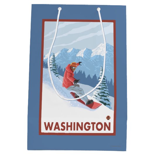 Snowboarder-Szene - Washington Mittlere Geschenktüte (Rückseite)