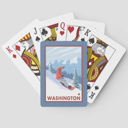Snowboarder-Szene - Washington Spielkarten (Rückseite)