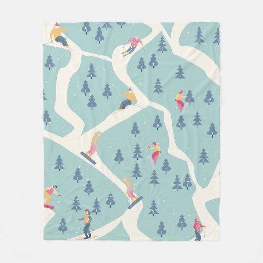 Snowboarder und Skifahrer fahren im Skigebiet. Pe Fleecedecke (Vorderseite)