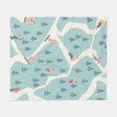 Snowboarder und Skifahrer fahren im Skigebiet. Pe Fleecedecke (Vorderseite (Horizontal))