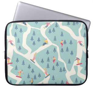 Snowboarder und Skifahrer fahren im Skigebiet. Pe Laptopschutzhülle