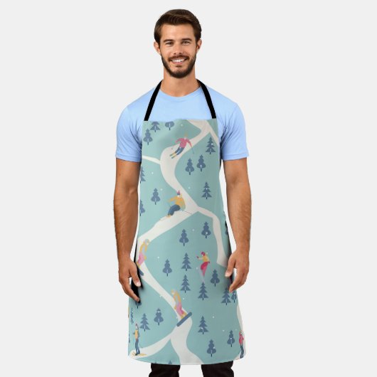 Snowboarder und Skifahrer fahren im Skigebiet. Pe Schürze (Getragen)